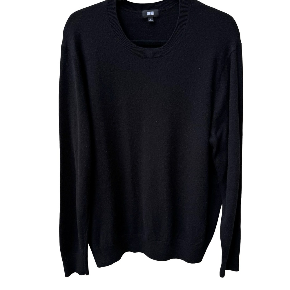 Uniqlo 100% Cashmere Quiet Luxury Minimalist Old Money Cozy Sweater Mens Black L